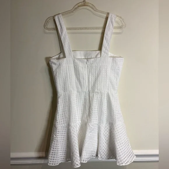 Amanda Uprichard Annalise Gingham Organza Mini Dress in White Size Medium - Picture 6 of 9